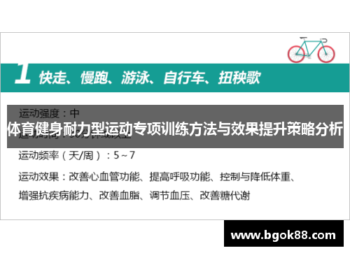 体育健身耐力型运动专项训练方法与效果提升策略分析